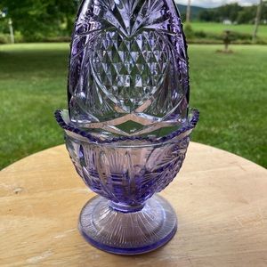 Fenton Amethyst Glass Pineapple Heart Fairy Lamp Light